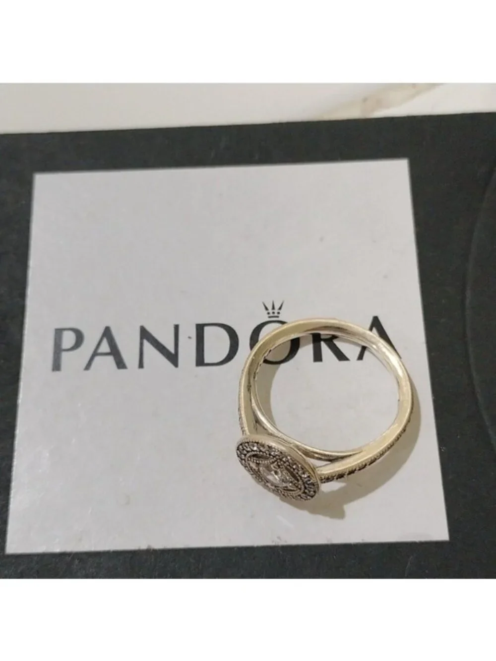Pandora Sterling Silver Vintage Allure Ring w/Clear Zirconia - 191006CZ Size 52